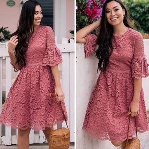 Gal Meets Glam Josephine Pink Lace Dress